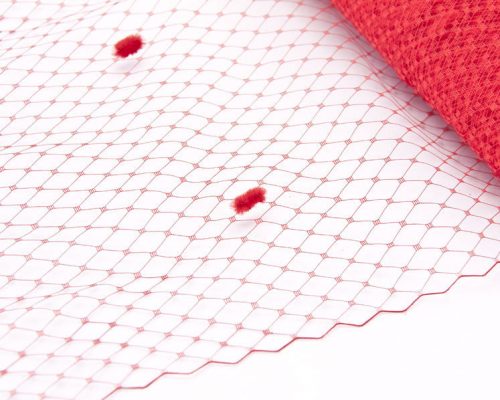 Craft & Millinery Supplies -- Trish Millinery- red flocked veiling netting