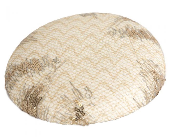 Large round fascinator base with gold sequins - Image 2