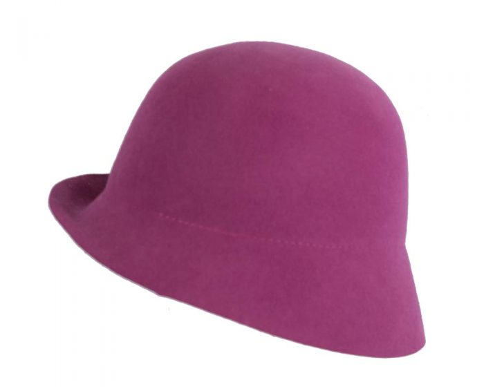 Fuchsia felt bucket cloche hat base