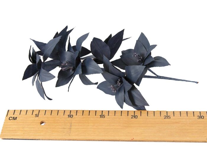 Long Leather Wired Millinery Flower Arrangement NAVY - Image 2