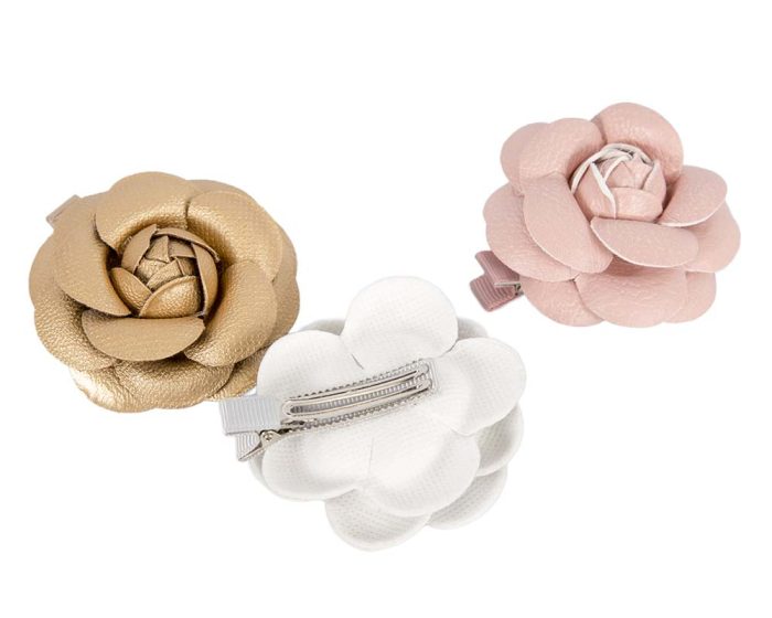 Petite leather rose brioche flower