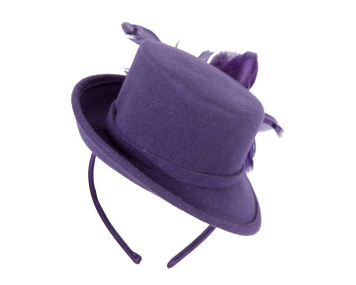 Purple felt top hat fascinator - Image 4