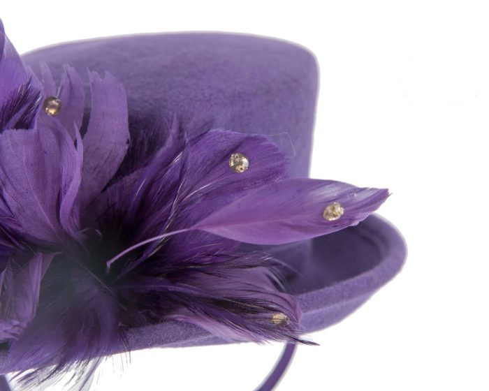 Purple felt top hat fascinator - Image 3