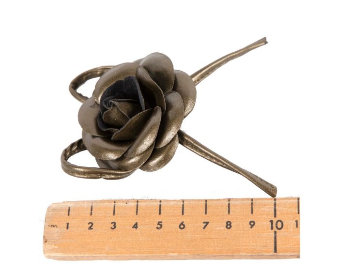 5cm olive green  leather flower brooch (pack of 5) - Image 2