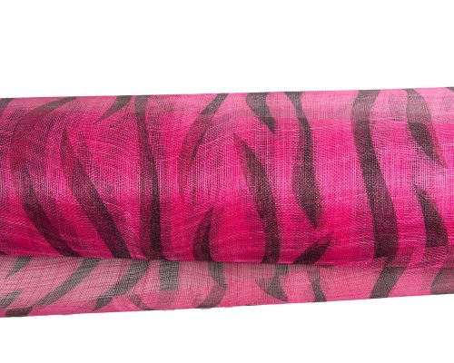 Craft & Millinery Supplies -- Trish Millinery- sinamay printed fuchsia